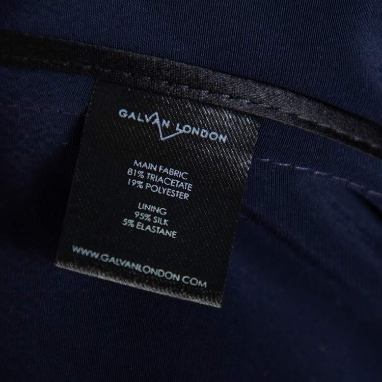 Pre Owned Galvan London Midnight Blue Satin Belted Trench Coat S