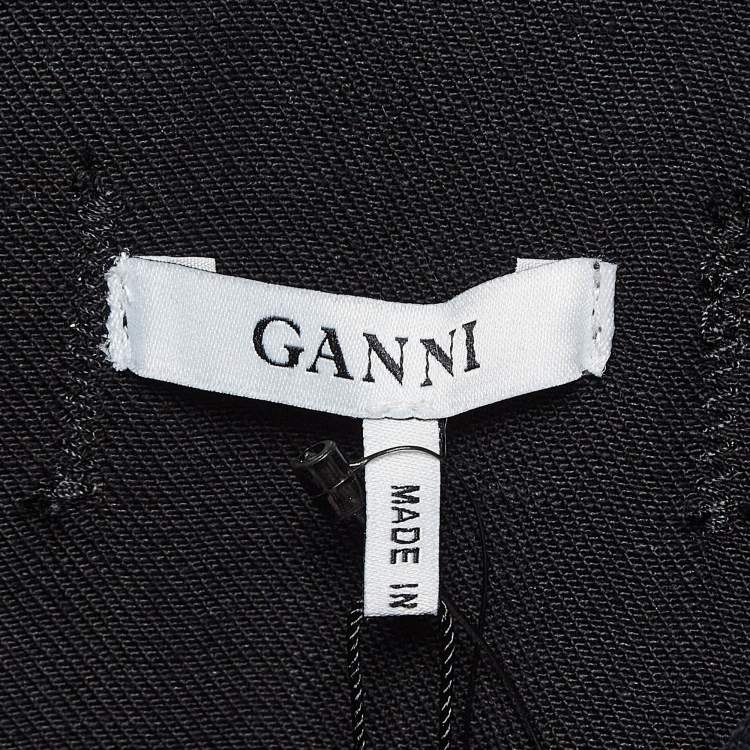 Pre Owned Ganni Black Washed Kress Soft Denim Mini Shirt Dress M