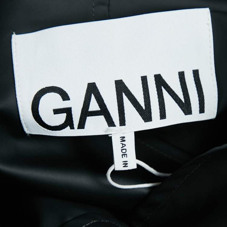 Pre Owned Ganni Black Matte Nylon Windbreaker Jacket S