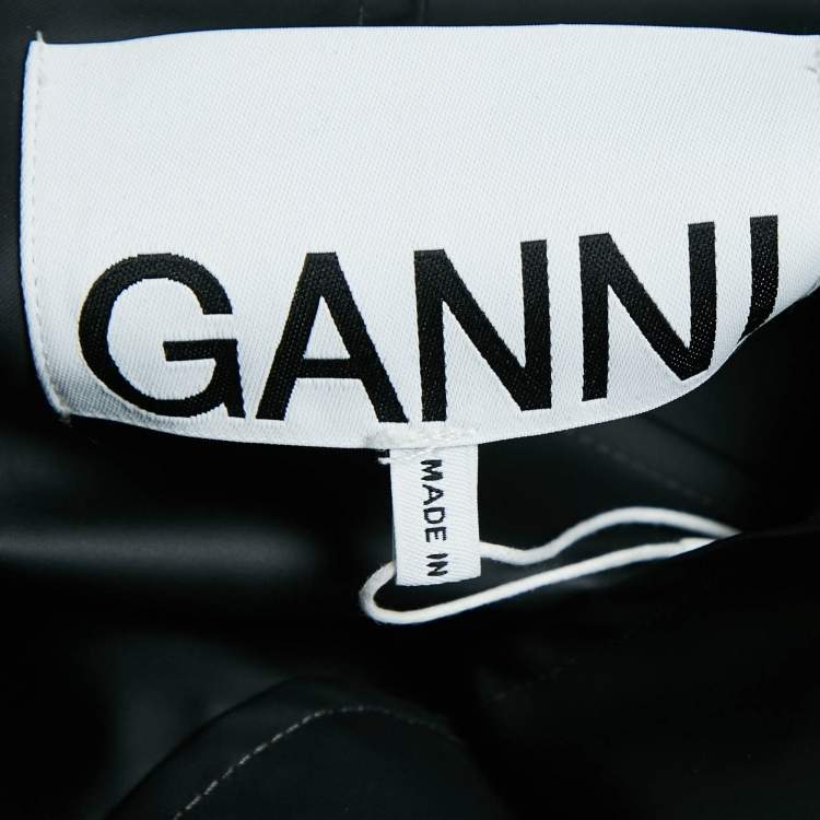 Pre Owned Ganni Black Matte Nylon Windbreaker Jacket S