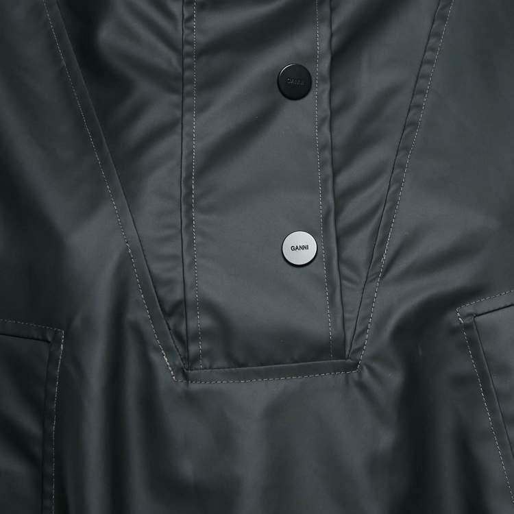 Pre Owned Ganni Black Matte Nylon Windbreaker Jacket S