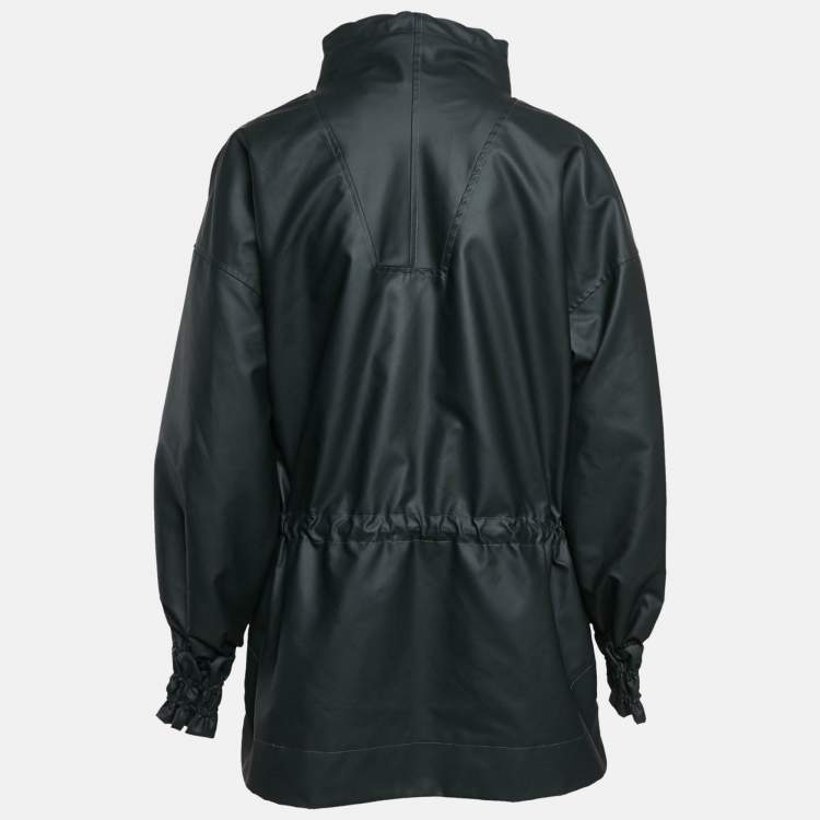 Pre Owned Ganni Black Matte Nylon Windbreaker Jacket S