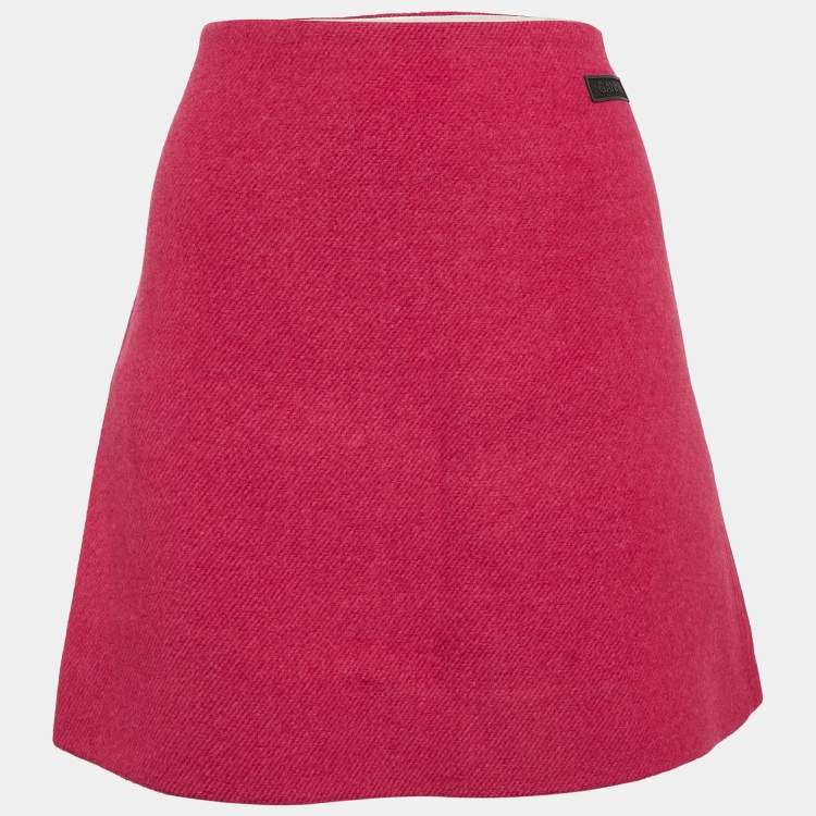 Pre Owned Ganni Pink Wool Blend Mini Skirt L