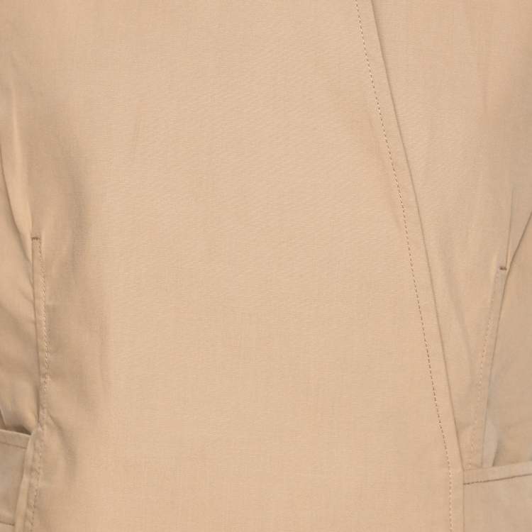 Pre Owned Ganni Light Brown Cotton Blend Sleeveless Belted Dress S