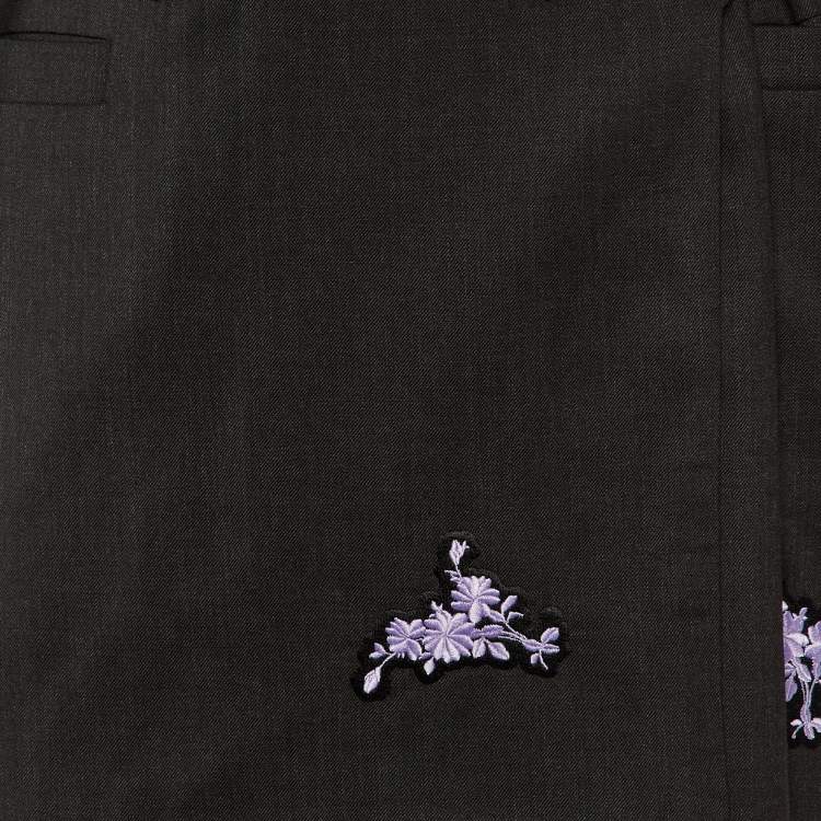 Pre Owned Ganni Charcoal Grey Embroidered Wool Wrap Blazer & Pants Set M