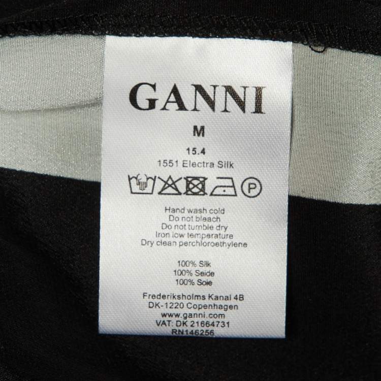 Pre Owned Ganni Green Block Striped Silk Electra Pants M