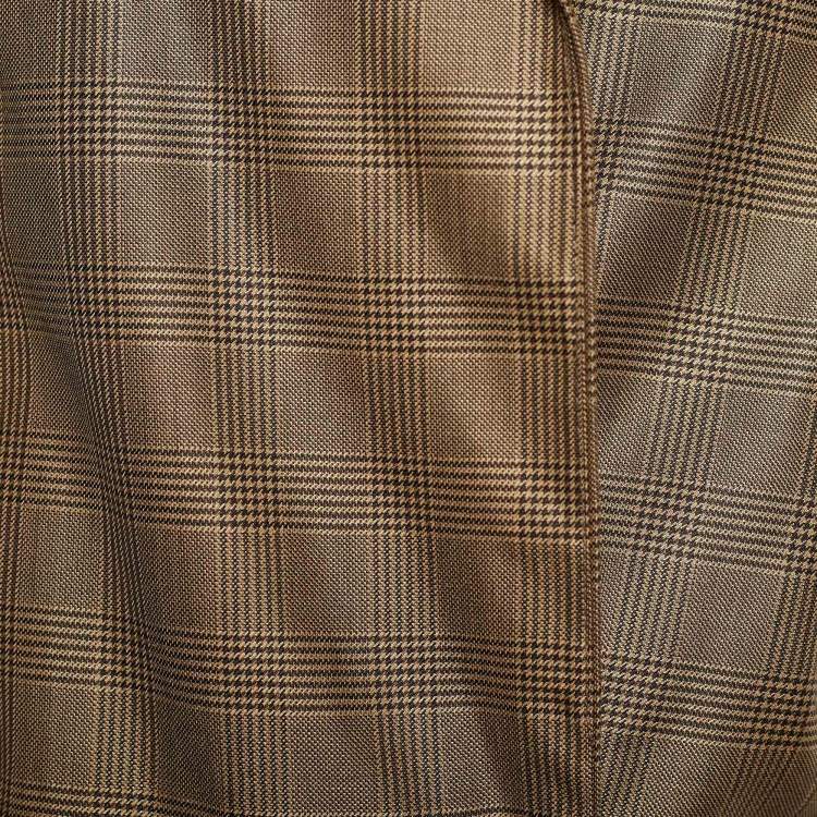 Pre Owned Ganni Beige Silk Check Pattern Blazer And Trouser Suit M