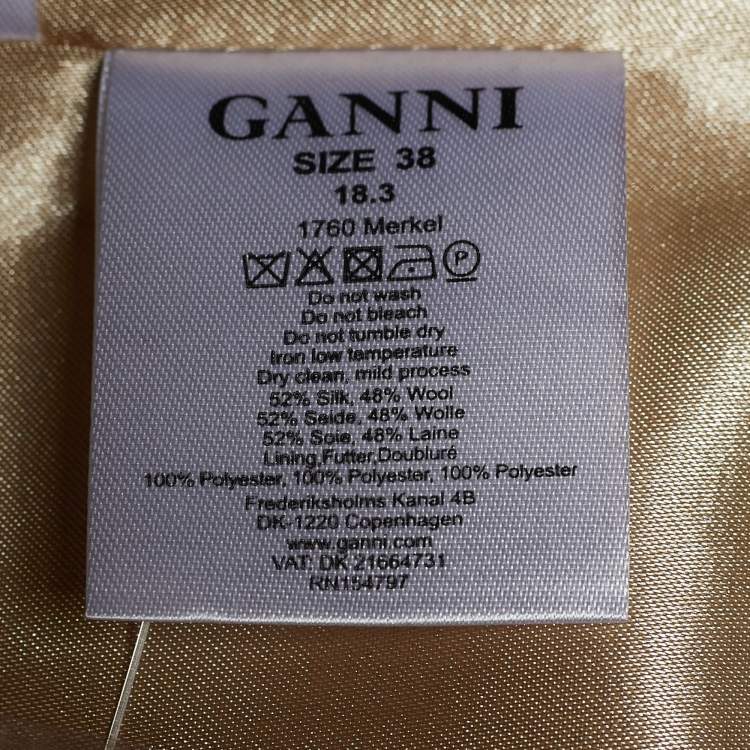 Pre Owned Ganni Beige Silk Check Pattern Blazer And Trouser Suit M