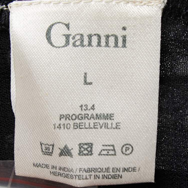 Pre Owned Ganni Black Polka Dotted Crepe Belleville Short Dress L