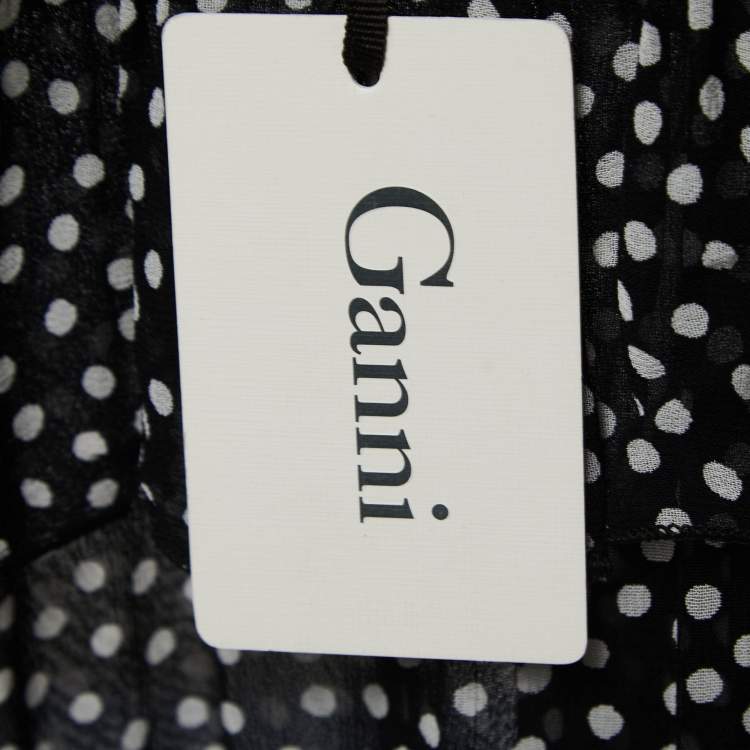 Pre Owned Ganni Black Polka Dotted Crepe Belleville Short Dress L
