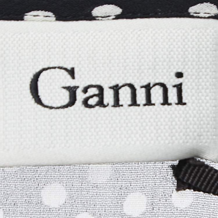 Pre Owned Ganni Black Polka Dotted Crepe Belleville Short Dress L