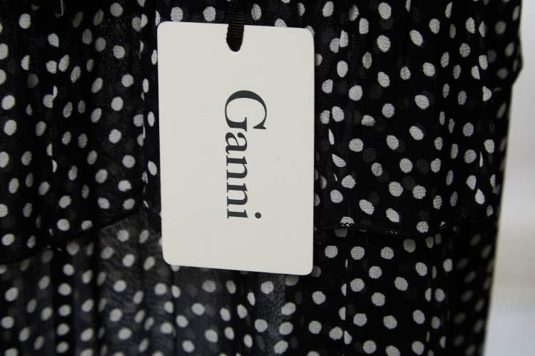 Pre Owned Ganni Black Polka Dotted Crepe Belleville Short Dress L