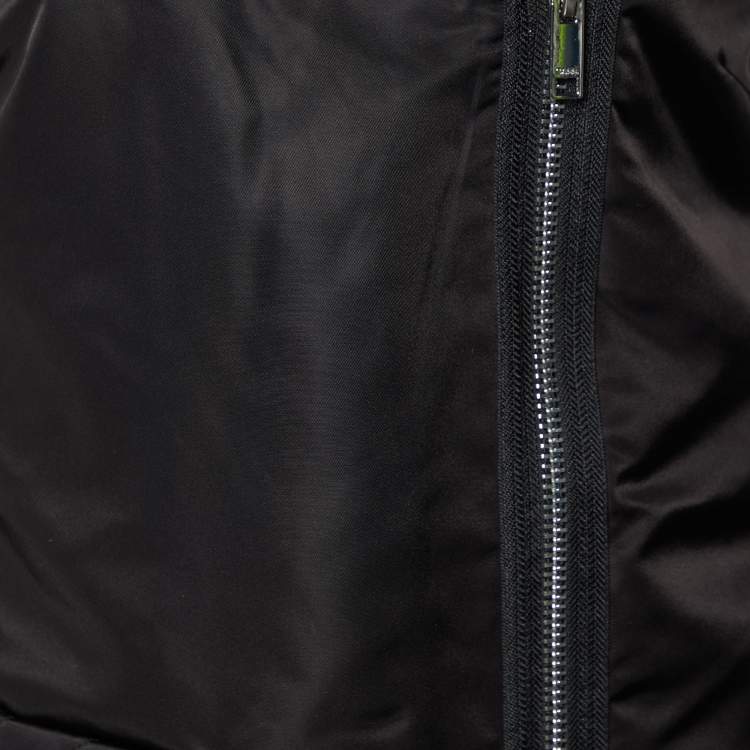 Pre Owned Ganni  Black Synthetic Quilted Pocket Sleeveless Zip Front Mini Dress M