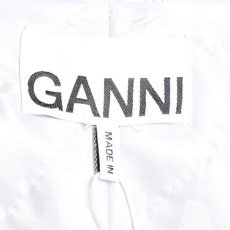 Pre Owned Ganni  Black Synthetic Quilted Pocket Sleeveless Zip Front Mini Dress M