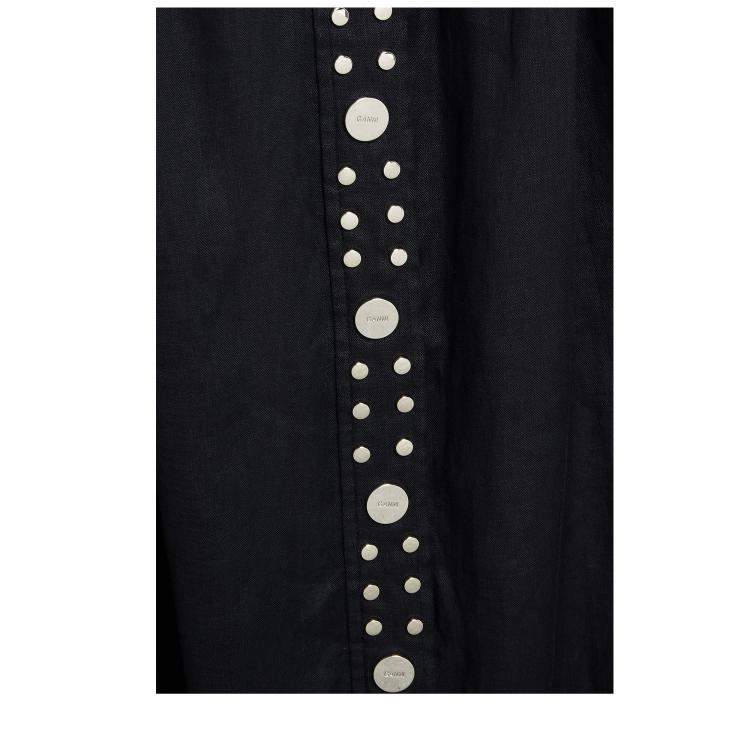 Pre Owned Ganni Linen Midi Skirt EU 38
