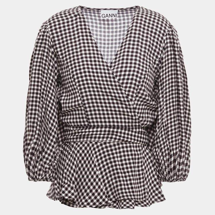 Pre Owned Ganni Viscose 3 Quarter Sleeves Top EU 42