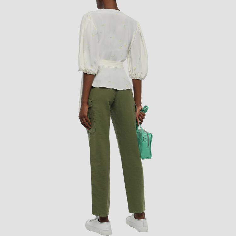 Pre Owned Ganni Silk 3 Quarter Sleeves Top EU 42