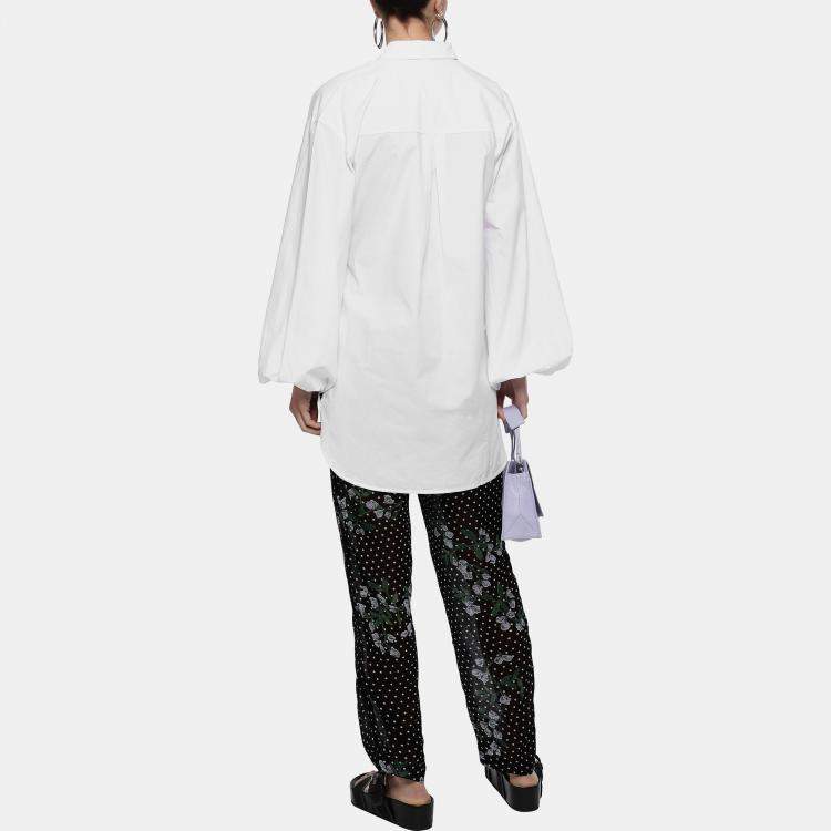 Pre Owned Ganni Black Floral Polka Crepe Tapered Trousers S (EU 36)