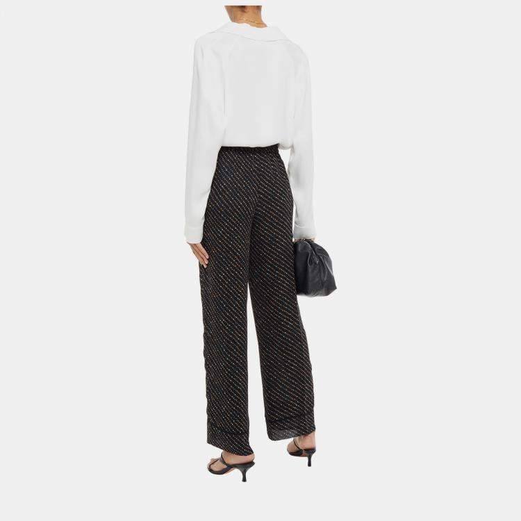 Pre Owned Ganni Viscose Straight Leg Pants EU 38
