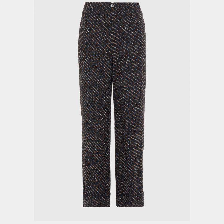 Pre Owned Ganni Viscose Straight Leg Pants EU 38