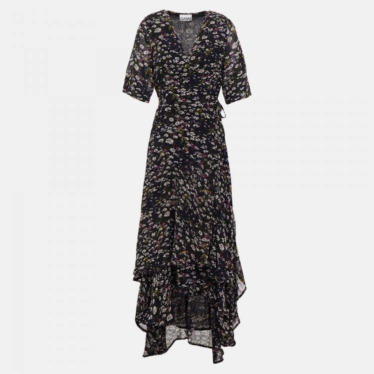 Pre Owned Ganni Viscose Midi Dress EU 36