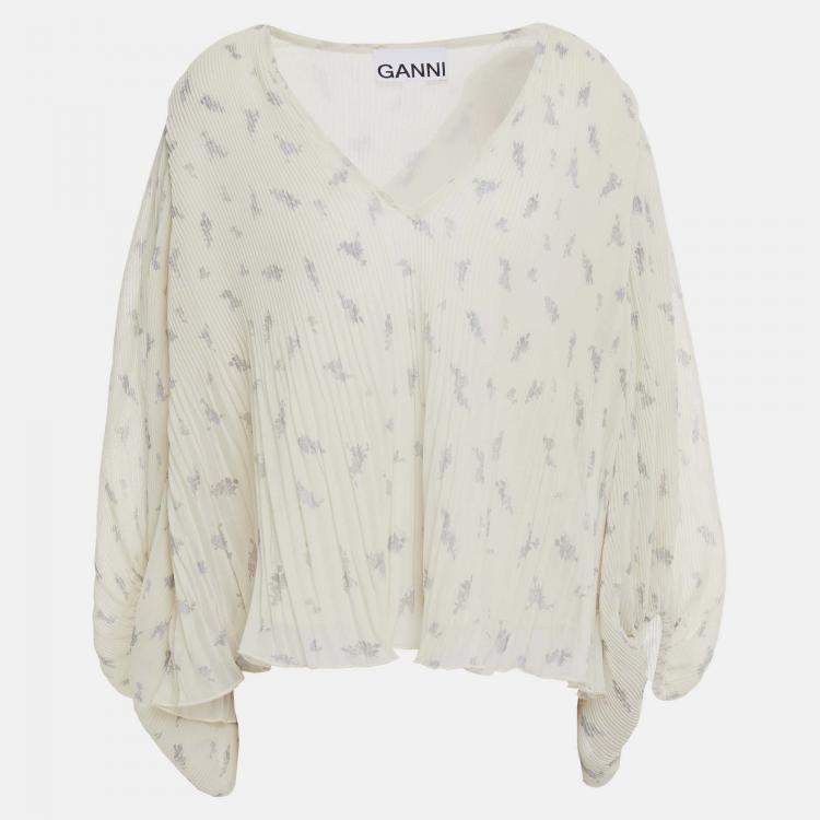 Pre Owned Ganni Recycled polyester Long Sleeved Top EU 38