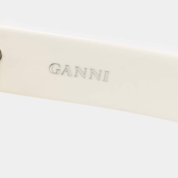 Pre Owned Ganni Orange/White Ines 2 Square Sunglasses