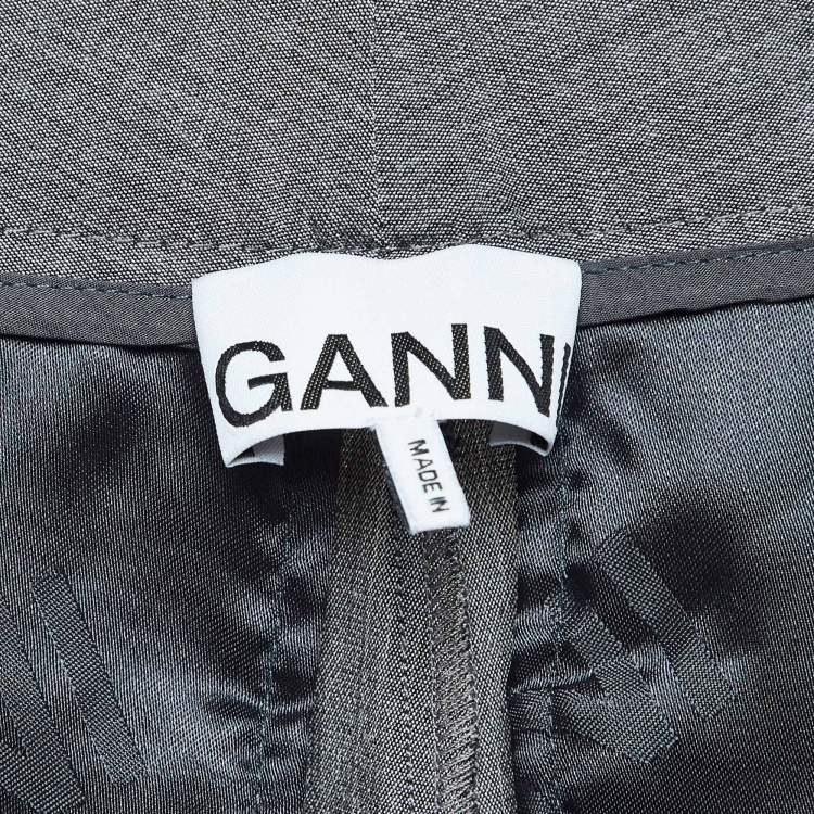 Pre Owned Ganni Grey Stretch Crepe Formal Trousers S 