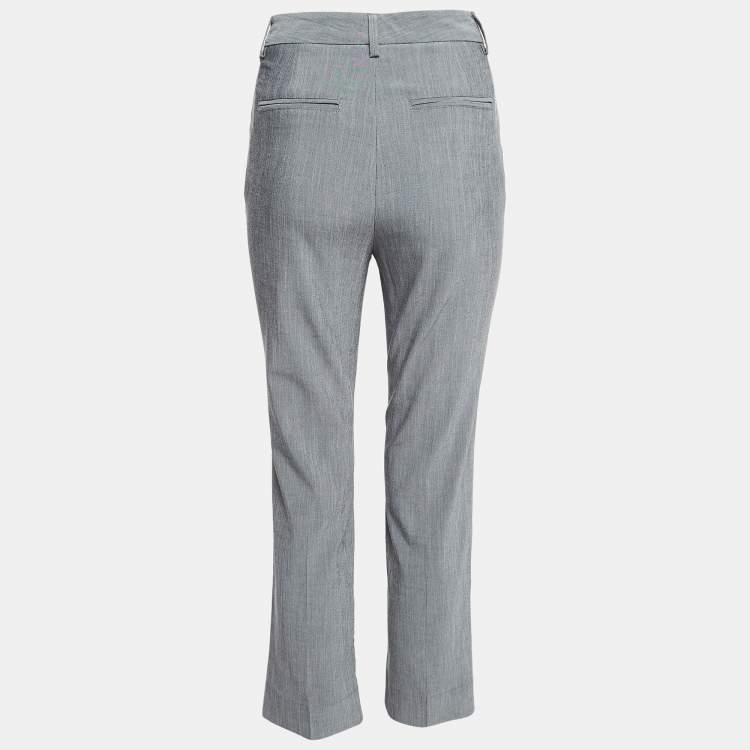 Pre Owned Ganni Grey Stretch Crepe Formal Trousers S 