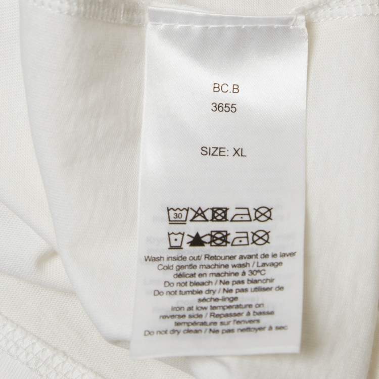 Pre Owned Ganni White Printed Cotton Knit Crew Neck T-Shirt XL