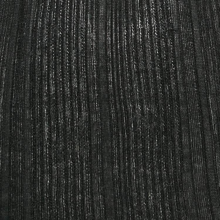 Pre Owned Ganni Black Textured Rib Knit Crew Neck Jumper S