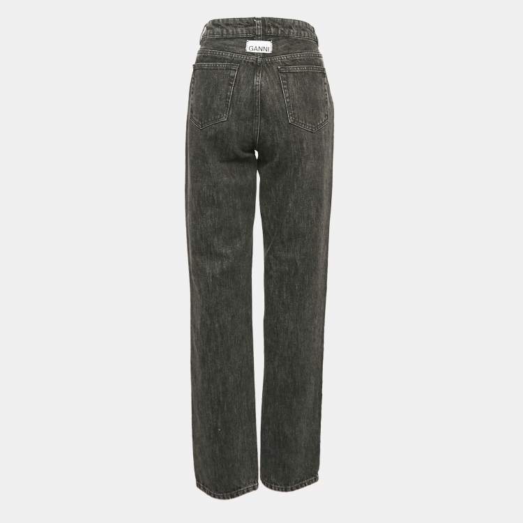 Pre Owned Ganni Grey Denim Straight Leg Jeans Waist 29"