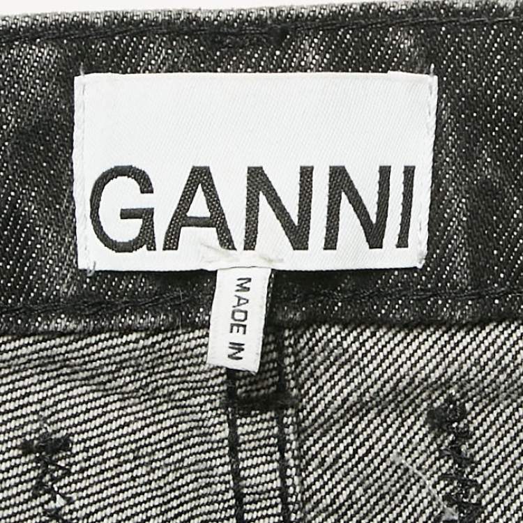 Pre Owned Ganni Grey Denim Straight Leg Jeans Waist 29"
