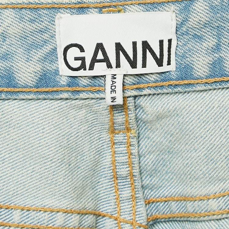 مملوكة مسبقًا Ganni Light Blue Denim Straight Leg Jeans M Waist 29"
