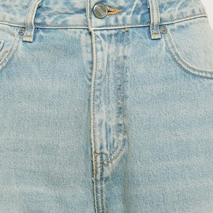 مملوكة مسبقًا Ganni Light Blue Denim Straight Leg Jeans M Waist 29"