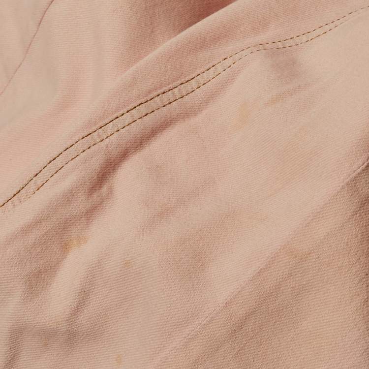 Pre Owned Ganni Pink Washed Kress Soft Denim Mini Shirt Dress M