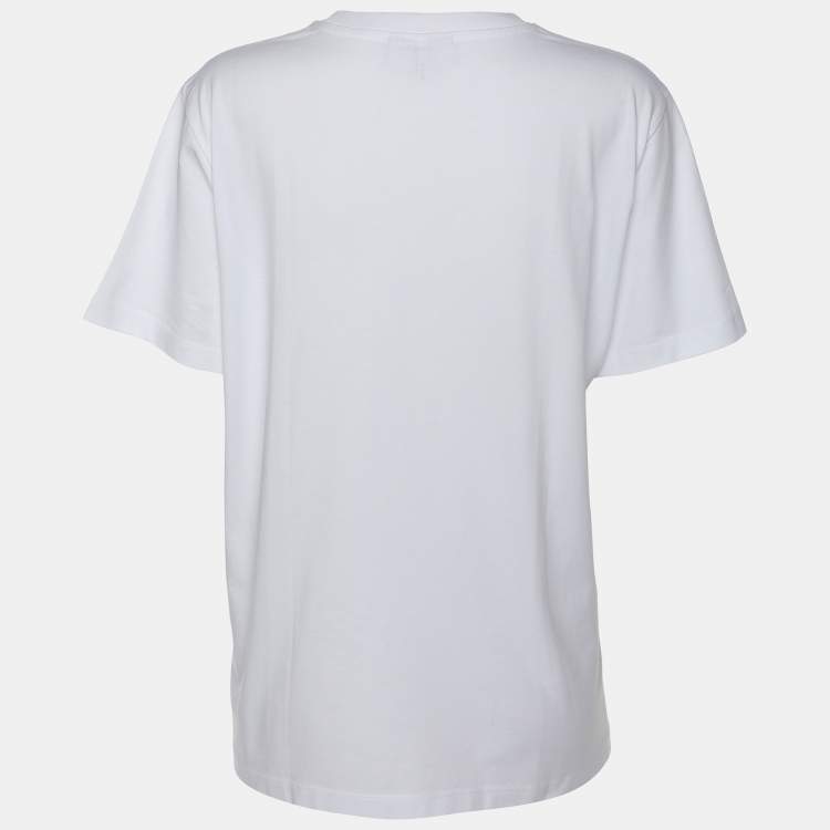 Pre Owned Ganni White Fun Bunny Print T-Shirt L