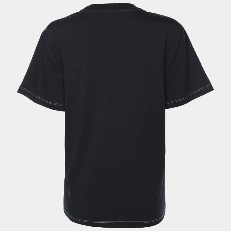 Pre Owned Ganni Black Cotton Hotel T-Shirt L