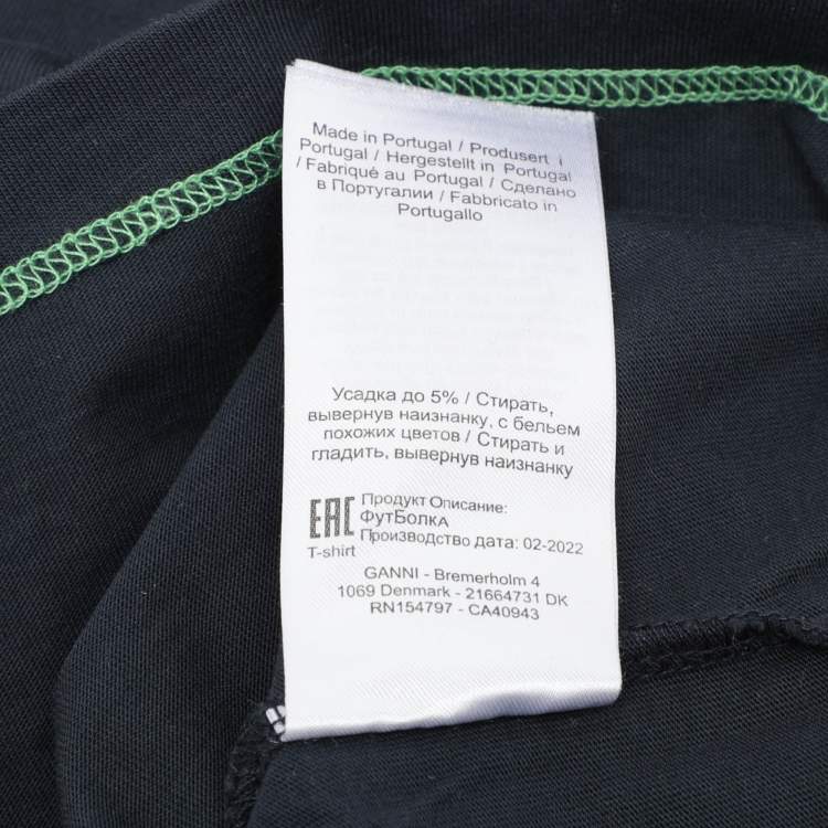 Pre Owned Ganni Black Cotton Hotel T-Shirt L
