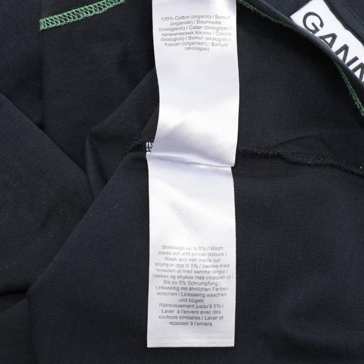 Pre Owned Ganni Black Cotton Hotel T-Shirt L