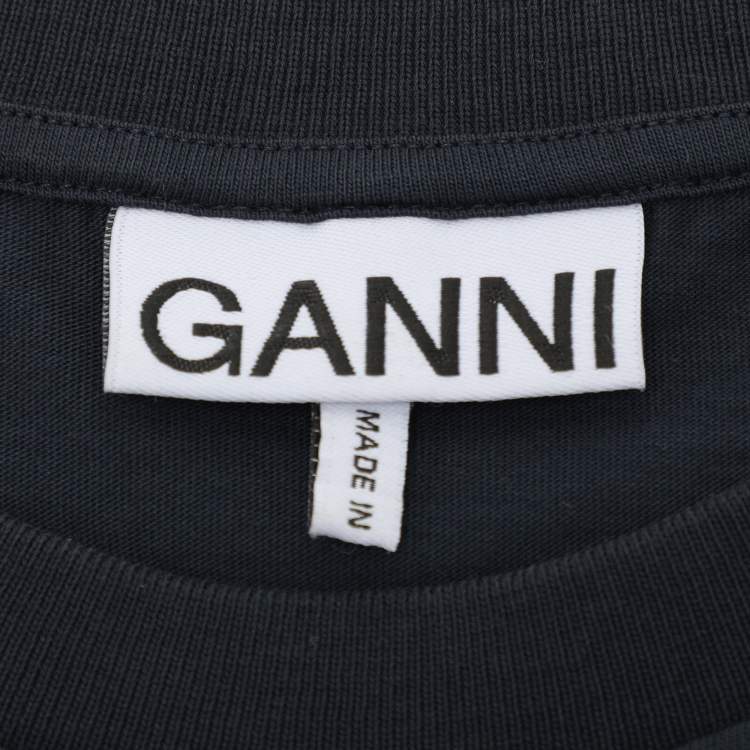 Pre Owned Ganni Black Cotton Hotel T-Shirt L