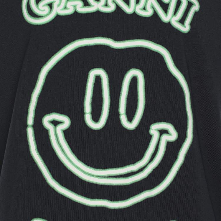 Pre Owned Ganni Black Cotton Hotel T-Shirt L