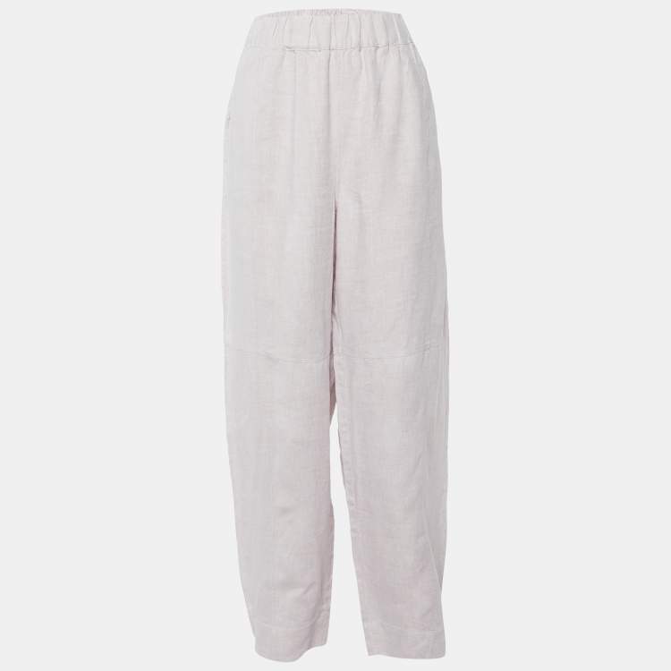 Pre Owned Ganni Pale Purple Hemp Baggy Trousers XL
