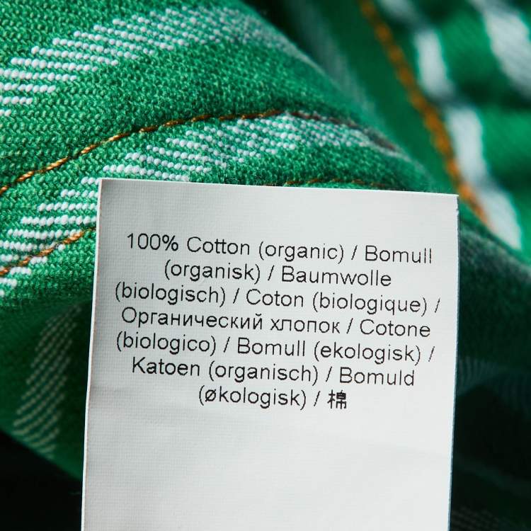 Pre Owned Ganni Green Striped Cotton Stary Baggy Jeans L/Waist 33"
