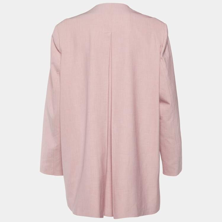 Pre Owned Ganni Pink Poplin Button Front Oversized Blazer L/XL