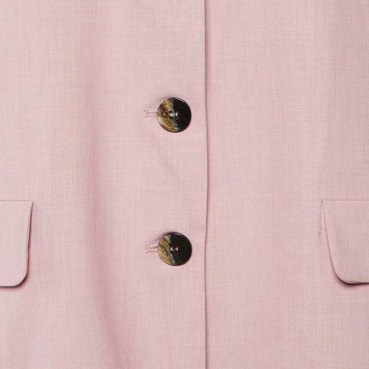 Pre Owned Ganni Pink Poplin Button Front Oversized Blazer L/XL