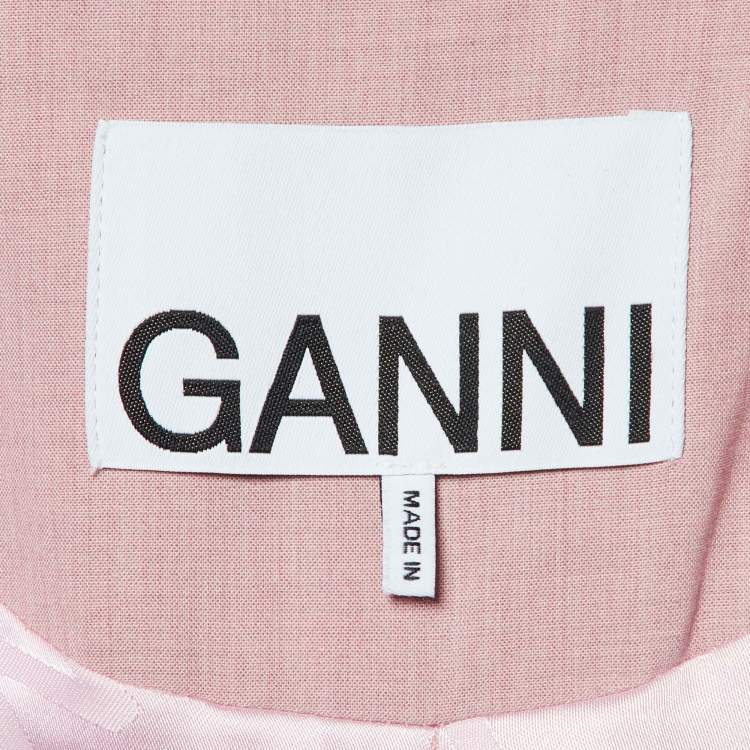 Pre Owned Ganni Pink Poplin Button Front Oversized Blazer L/XL