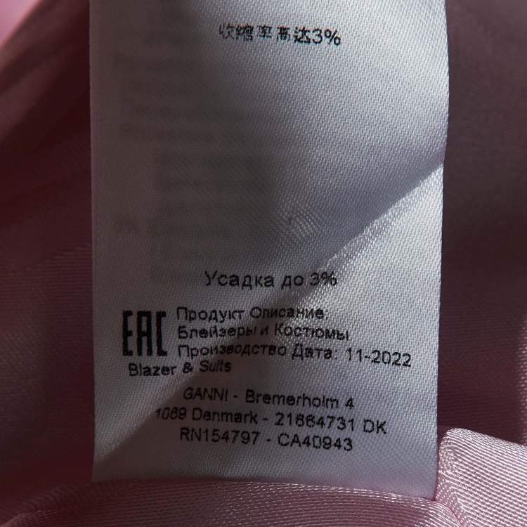 Pre Owned Ganni Pink Poplin Button Front Oversized Blazer L/XL