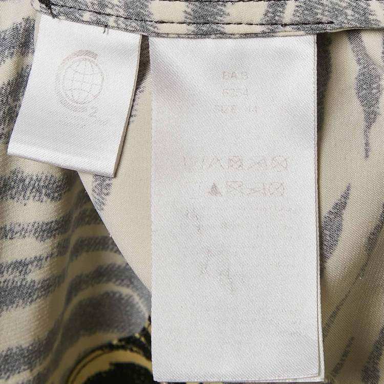 Pre Owned Ganni Yellow Animal Print Satin Oversized Shirt M