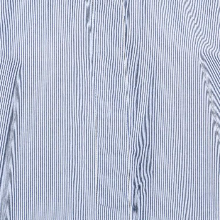 Pre Owned Ganni Blue Striped Cotton Oversized Shirt S 